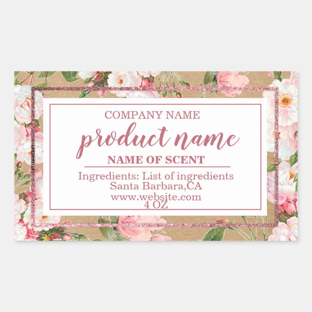 Blume auf Kraftpapieretiketten Rechteckiger Aufkleber (Vorderseite)