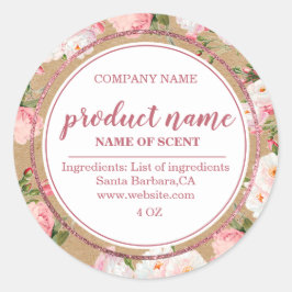 Blume auf Kraftpapieretiketten Runder Aufkleber