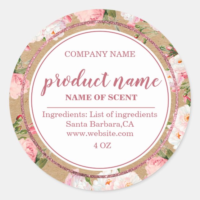 Blume auf Kraftpapieretiketten Runder Aufkleber (Vorderseite)