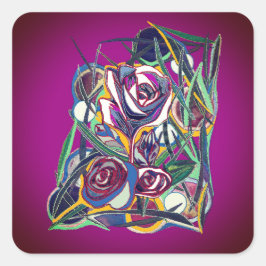 Blume auf lila Hintergrund Quadratischer Aufkleber