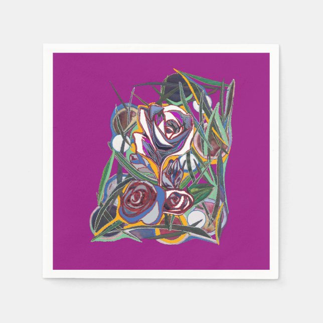 Blume auf lila Hintergrund Serviette (Vorderseite)