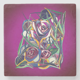 Blume auf lila Hintergrund. Steinuntersetzer