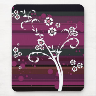 Blume auf Magenta Streifen Mousepad