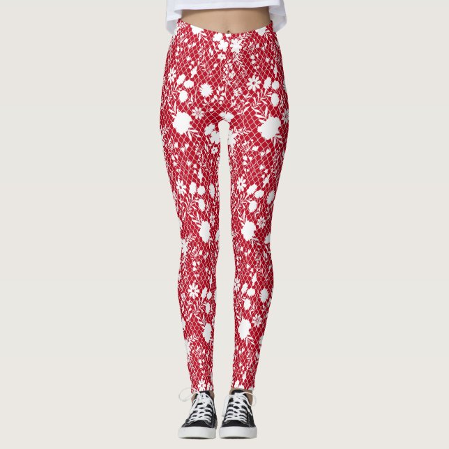 Blume auf net 01.bx4 Red BG Leggings (Vorderseite)