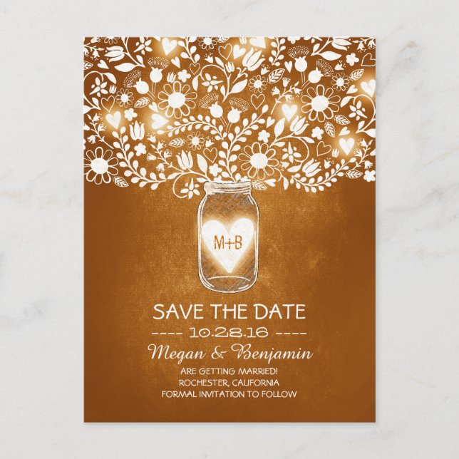 Blume auf orangefarbenen Postkarten (Vorderseite)