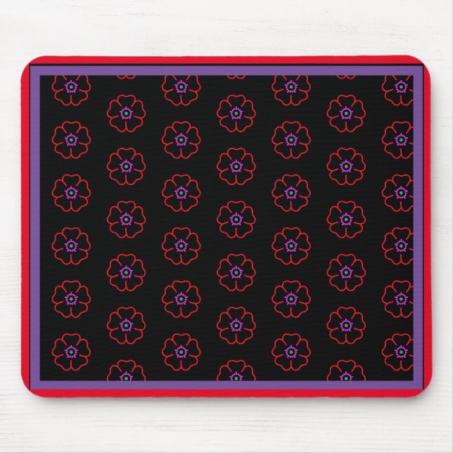 Blume auf schwarzem Hintergrund, individuell perso Mousepad (Vorne)
