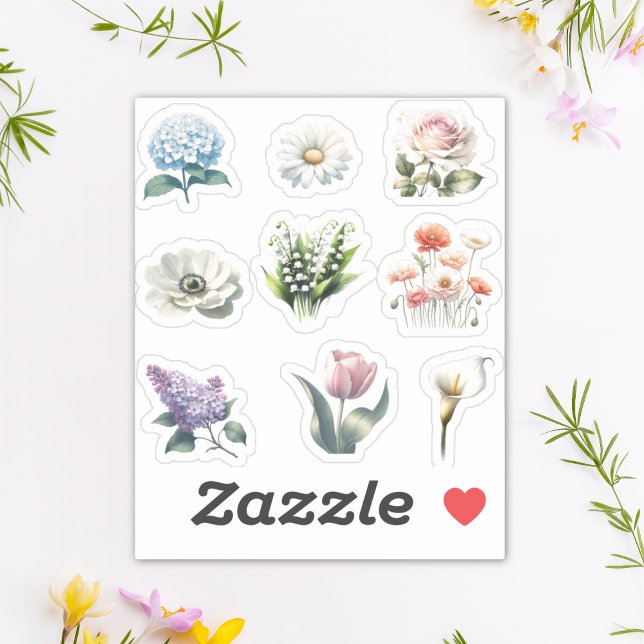 Blume Aufkleber Pack Wasserfarben Hübscher Garten  (Add a pop of floral fun to your laptop or water bottle with these trendy, nature-inspired stickers.)