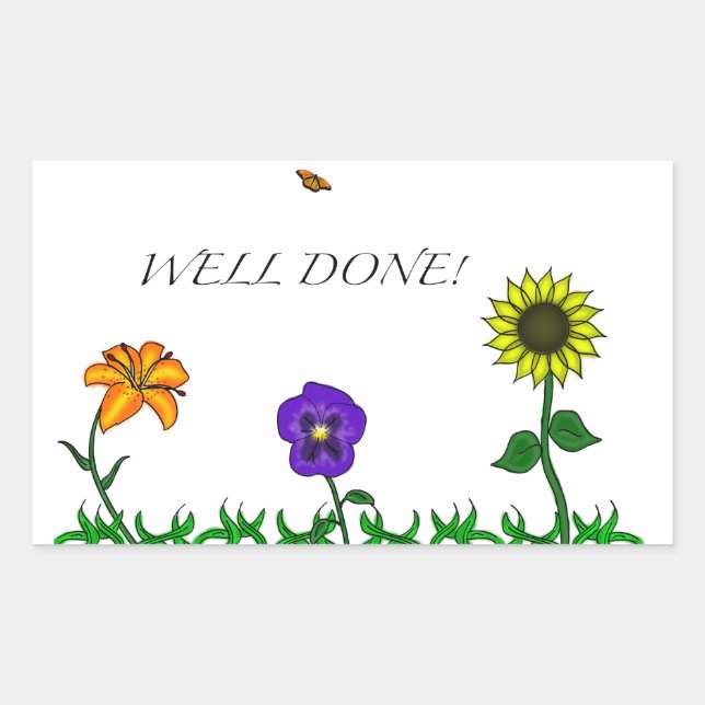 Blume-Aufkleber Rechteckiger Aufkleber (Vorderseite)