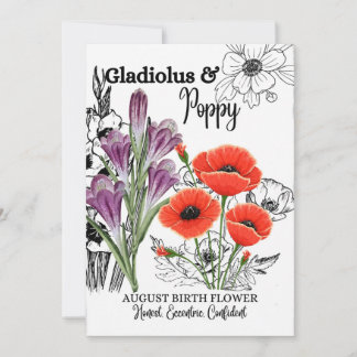 Blume, August, Gladiolus, Mohn, Geburtstag Feiertagskarte