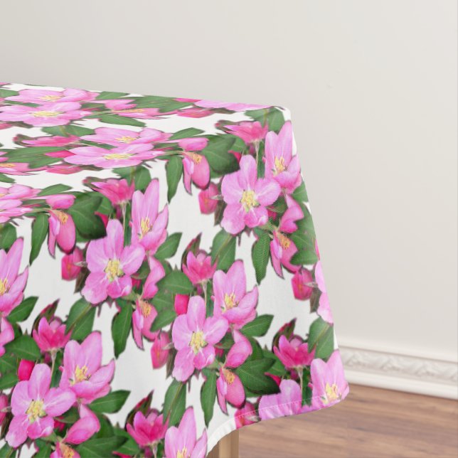 Blume aus Apfel auf weißem Tablettenkern Tischdecke (Beispiel)