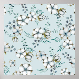 Blume aus Baumwolle und Eukalyptus Poster