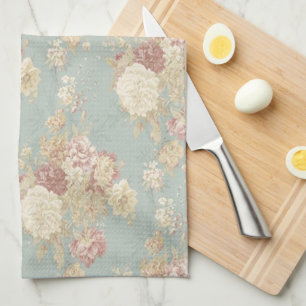 Blume aus blau-weiß-rosa Shabby Chic Geschirrtuch