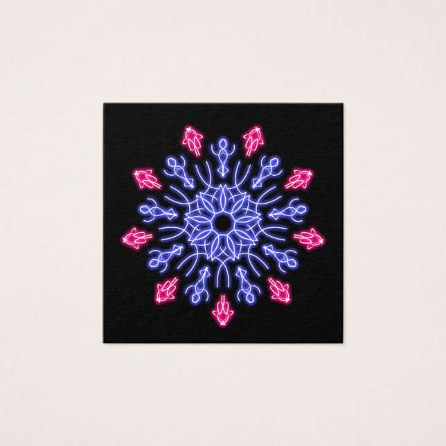 Blume aus blauem und rotem Neon (Vorderseite)