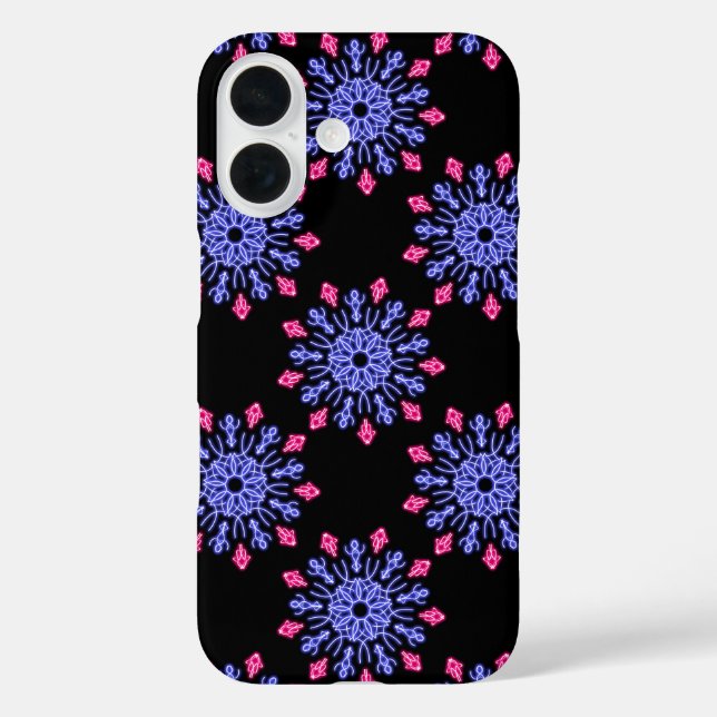 Blume aus blauem und rotem Neon Case-Mate iPhone Hülle (Rückseite)