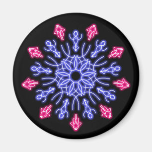 Blume aus blauem und rotem Neon Magnet