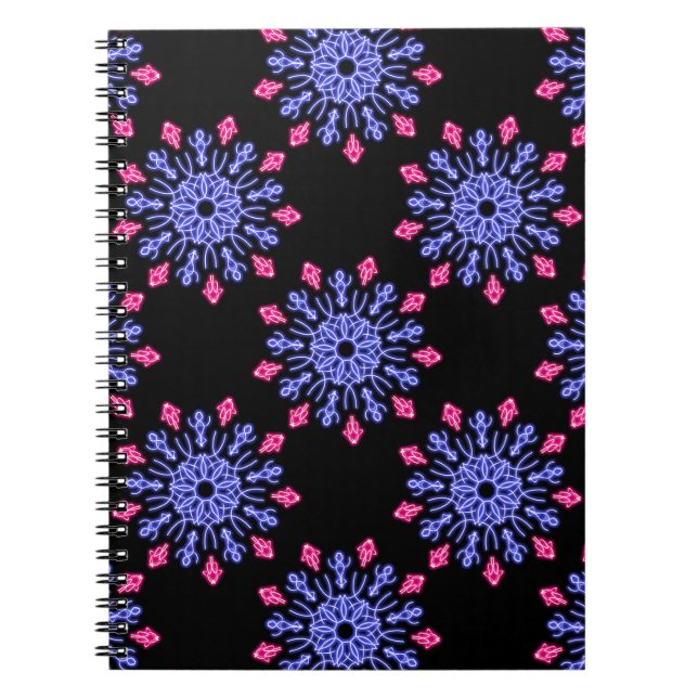 Blume aus blauem und rotem Neon Notizblock (Vorderseite)