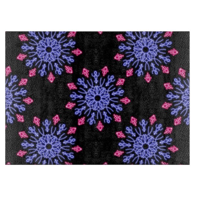 Blume aus blauem und rotem Neon Schneidebrett (Vorderseite)