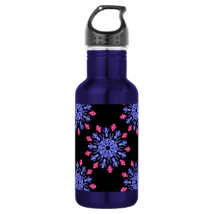 Blume aus blauem und rotem Neon Trinkflasche