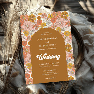 Blume aus Boho, Braunorange und Elfenbein Einladung