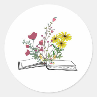 Blume aus Büchern Runder Aufkleber