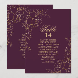 Blume aus Burgund und Gold Seekarten Einladung