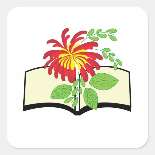 Blume aus dem Buch Quadratischer Aufkleber (Vorderseite)