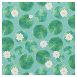 Blume aus der White Water Lilie & Lily Pad Muster Stoff