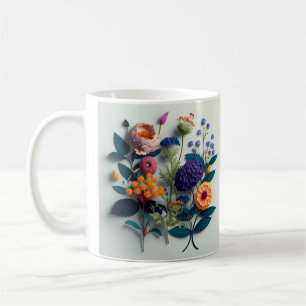 Blume aus farbenfrohen, geschnittenen Papieren Kaffeetasse