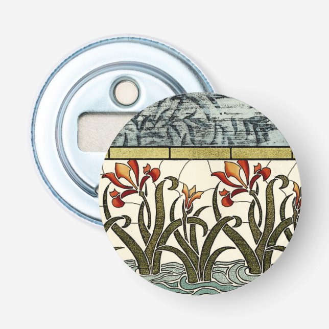 Blume aus festem Glas an der Grenze zu Tan Flaschenöffner (Vorderseite)