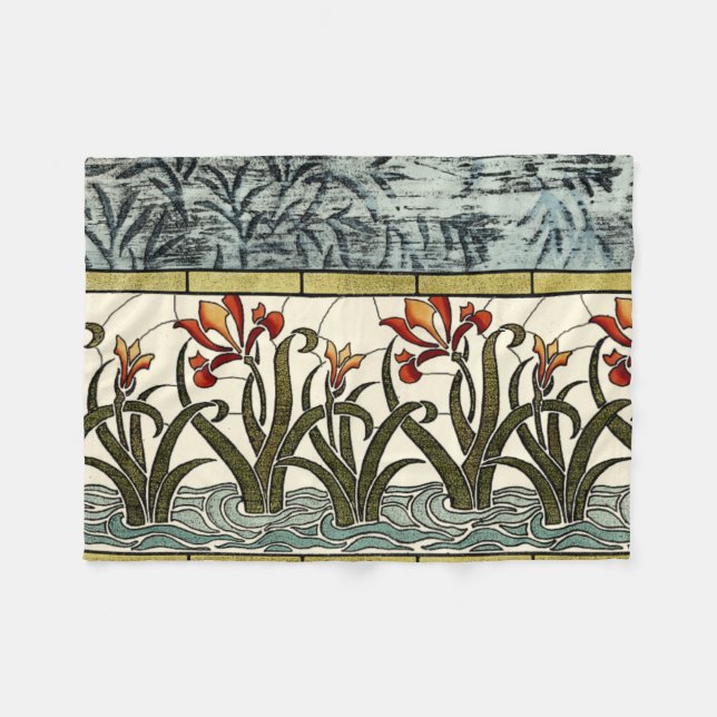 Blume aus festem Glas an der Grenze zu Tan Fleecedecke (Vorderseite (Horizontal))