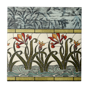 Blume aus festem Glas an der Grenze zu Tan Fliese