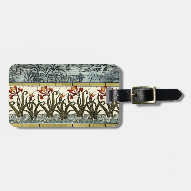 Blume aus festem Glas an der Grenze zu Tan Gepäckanhänger (Vorderseite horizontal)