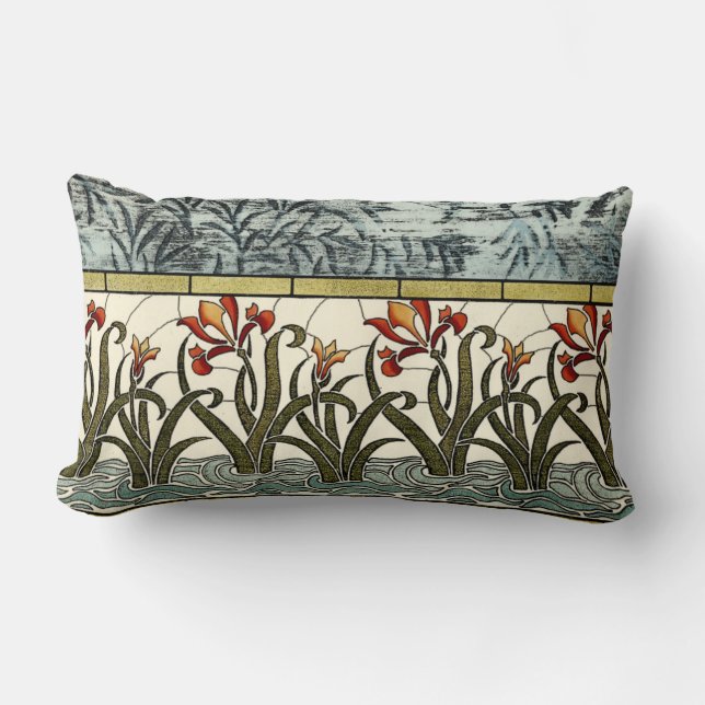 Blume aus festem Glas an der Grenze zu Tan Lendenkissen (Vorderseite)