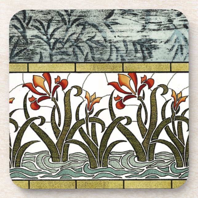 Blume aus festem Glas an der Grenze zu Tan Untersetzer (Vorderseite)