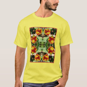 Blume aus gebärfähigem Rot und Gelb T-Shirt