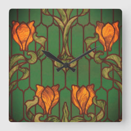 Blume aus geblümten Glas Quadratische Wanduhr