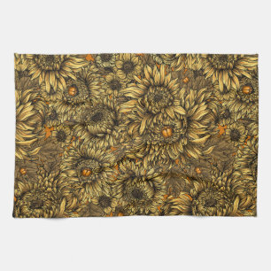 Blume aus gelber Chrysanthemen und Orangenkäfer Geschirrtuch
