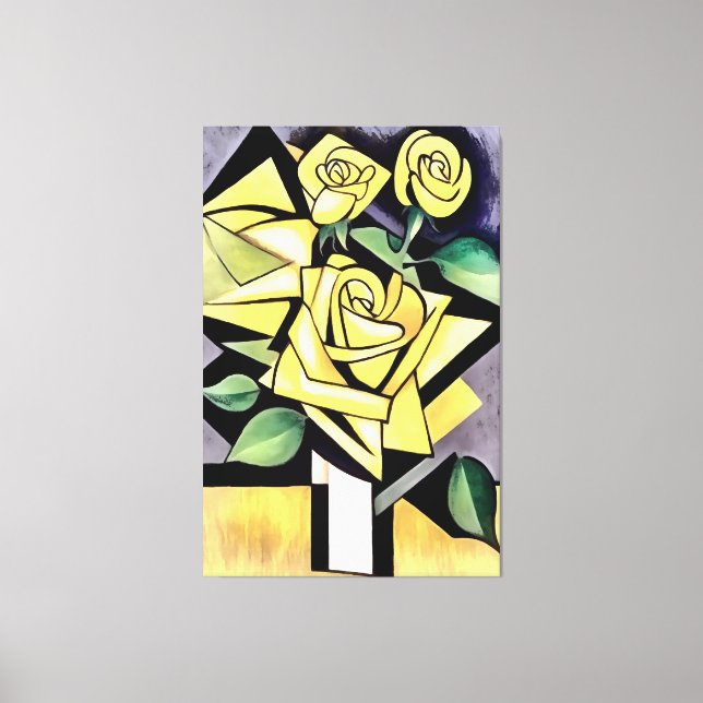 Blume aus geometrischen Gelben Rosen Leinwanddruck (Vorderseite)