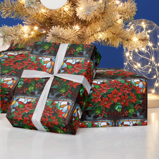 Blume aus gepolstertem Glas, Rot-Poinsettia, Berri Geschenkpapier (Feiertage)