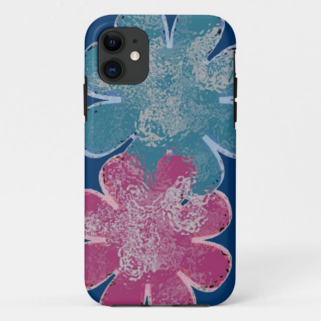 Blume aus Glas (rosa/aquamarin/navy) Case-Mate iPhone Hülle (Rückseite)