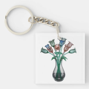 Blume aus Glas Schlüsselanhänger