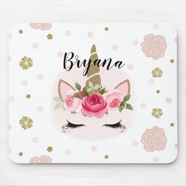 Blume aus Gold und Rosa bläst trendy Niedlich Mousepad (Vorne)