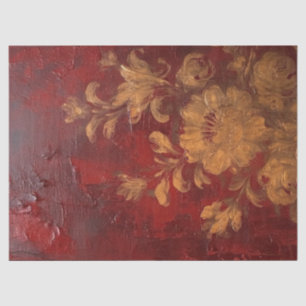 Blume aus Goldmedaille mit tiefrotem Bordeaux Seidenpapier