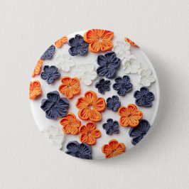 Blume aus handgefertigten Frühlingstoffen, orange Button