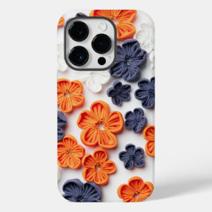 Blume aus handgefertigten Frühlingstoffen, orange Case-Mate iPhone 14 Pro Hülle