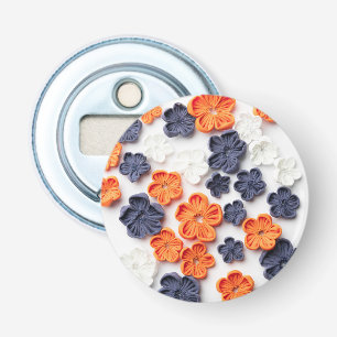 Blume aus handgefertigten Frühlingstoffen, orange Flaschenöffner