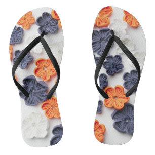 Blume aus handgefertigten Frühlingstoffen, orange  Flip Flops