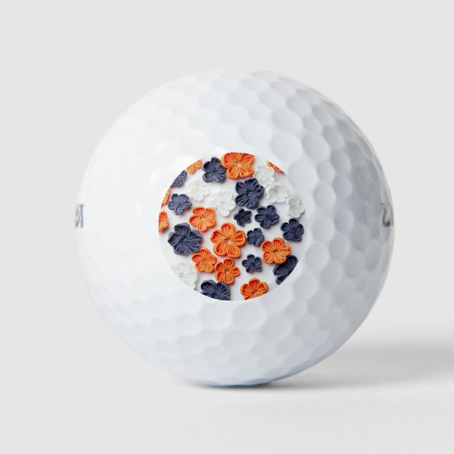Blume aus handgefertigten Frühlingstoffen, orange  Golfball (Vorderseite)