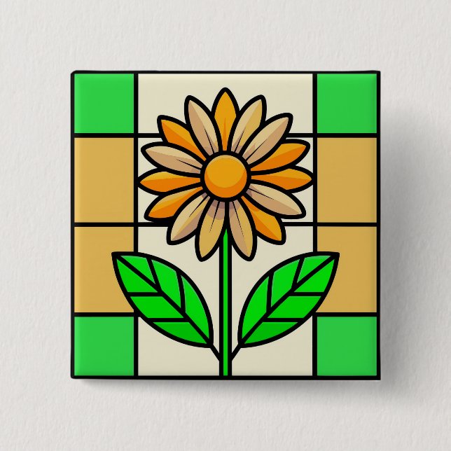 Blume aus Hartglas Button (Vorderseite)