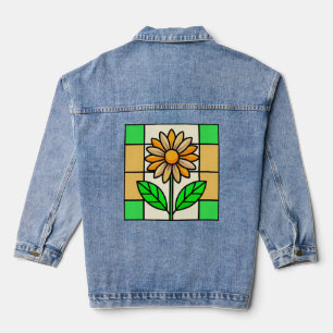 Blume aus Hartglas Jeansjacke